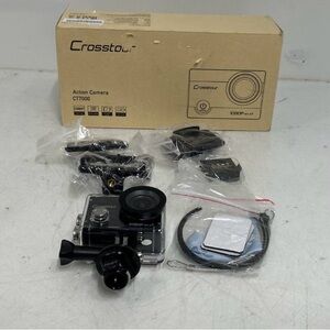 Crosstour CT7000 Action Camera with Accessories Powers On